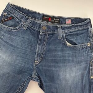 Ariat M4 Relaxed FR Bootcut Jeans Mens 36x36 Blue USA Fabric Denim Medium Wash